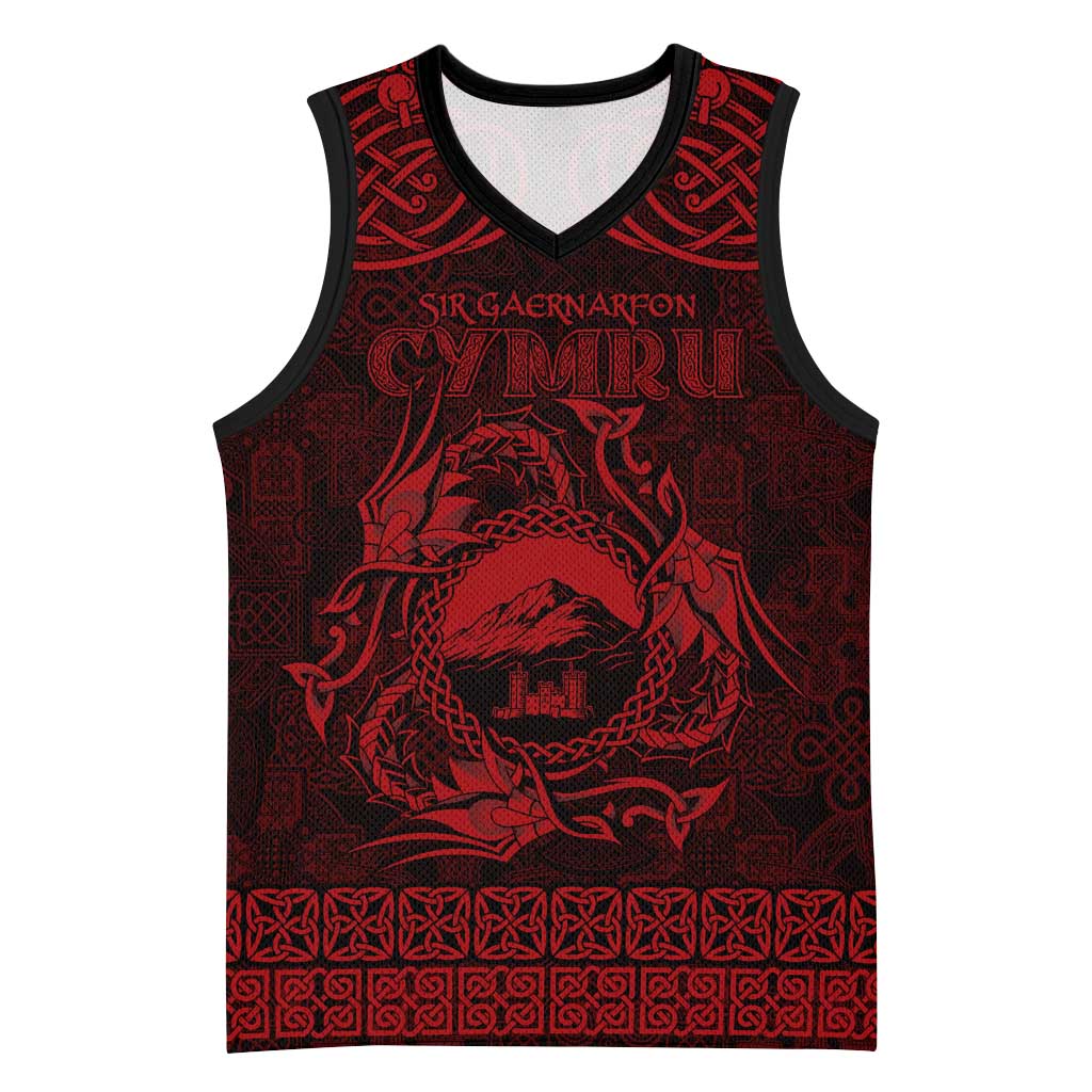 Personalized Caernarfonshire Sir Gaernarfon Basketball Jersey Red Castle Tower Celtic-inspired - Wonder Print Shop