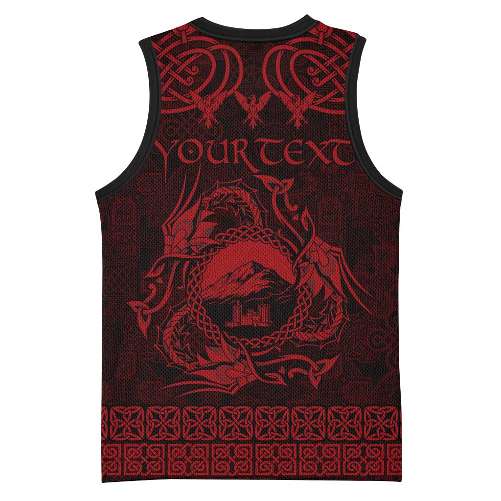 Personalized Caernarfonshire Sir Gaernarfon Basketball Jersey Red Castle Tower Celtic-inspired - Wonder Print Shop