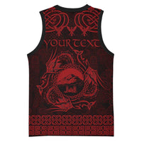 Personalized Caernarfonshire Sir Gaernarfon Basketball Jersey Red Castle Tower Celtic-inspired - Wonder Print Shop