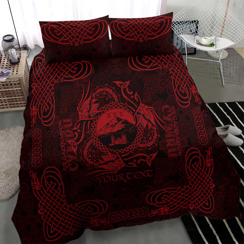 Personalized Caernarfonshire Sir Gaernarfon Bedding Set Red Castle Tower Celtic-inspired - Wonder Print Shop