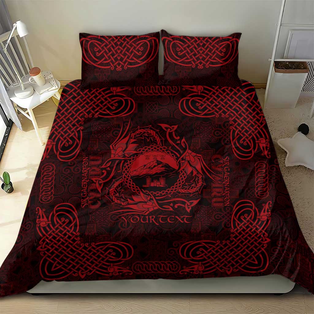 Personalized Caernarfonshire Sir Gaernarfon Bedding Set Red Castle Tower Celtic-inspired - Wonder Print Shop