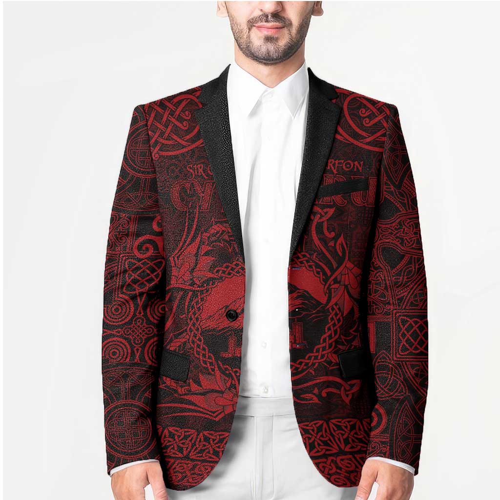 Personalized Caernarfonshire Sir Gaernarfon Blazer Red Castle Tower Celtic-inspired - Wonder Print Shop