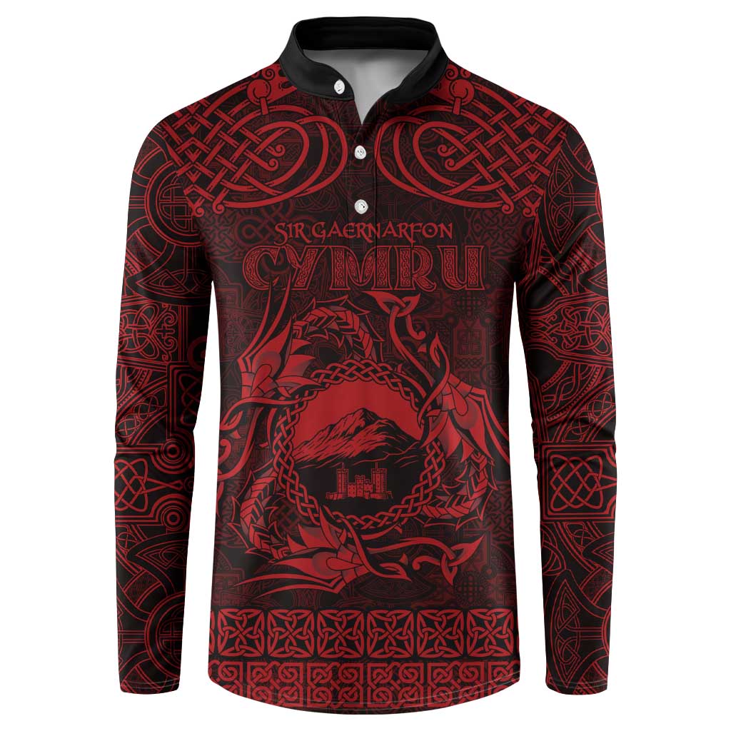 Personalized Caernarfonshire Sir Gaernarfon Button Sweatshirt Red Castle Tower Celtic-inspired - Wonder Print Shop