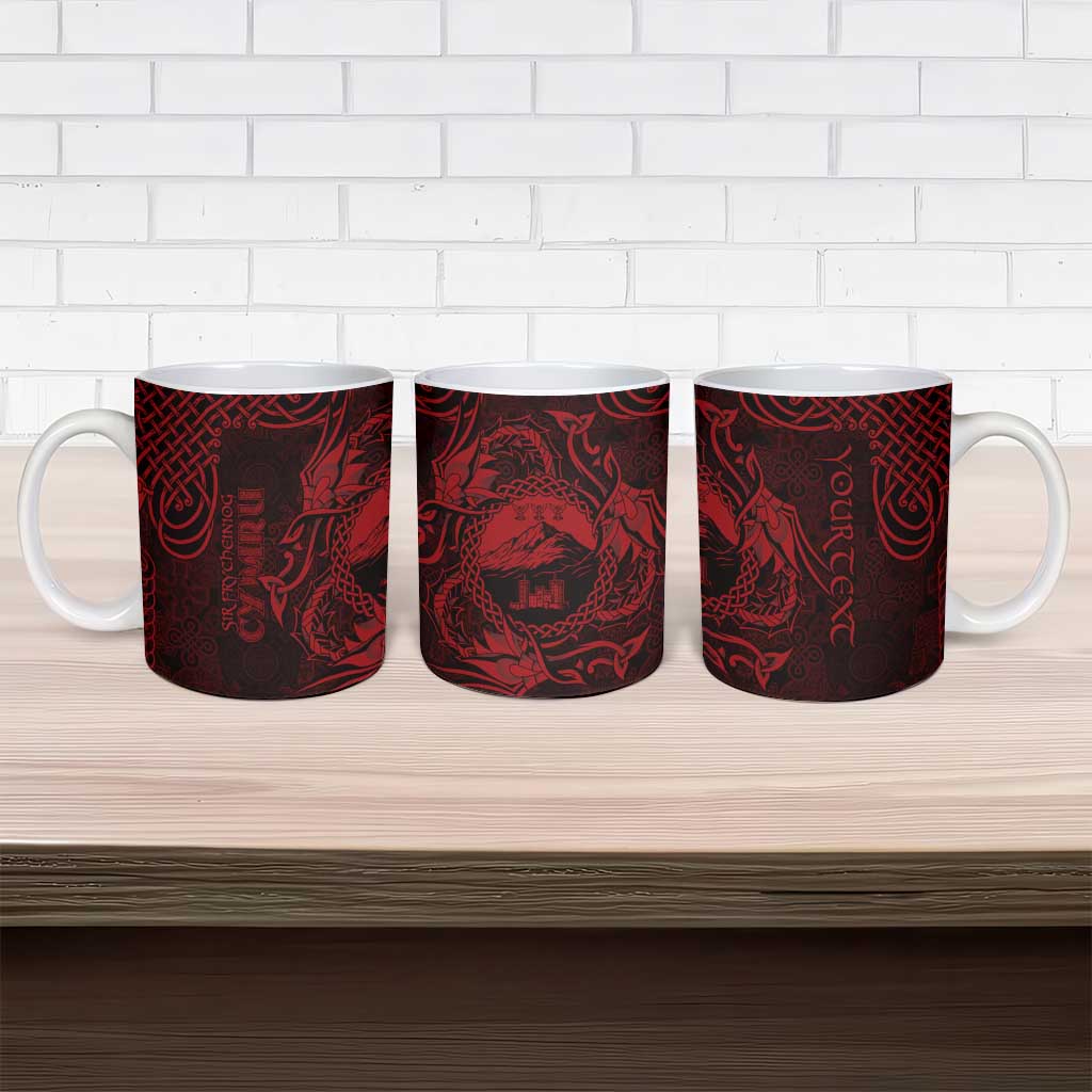 Personalized Caernarfonshire Sir Gaernarfon Ceramic Mug Red Castle Tower Celtic-inspired - Wonder Print Shop