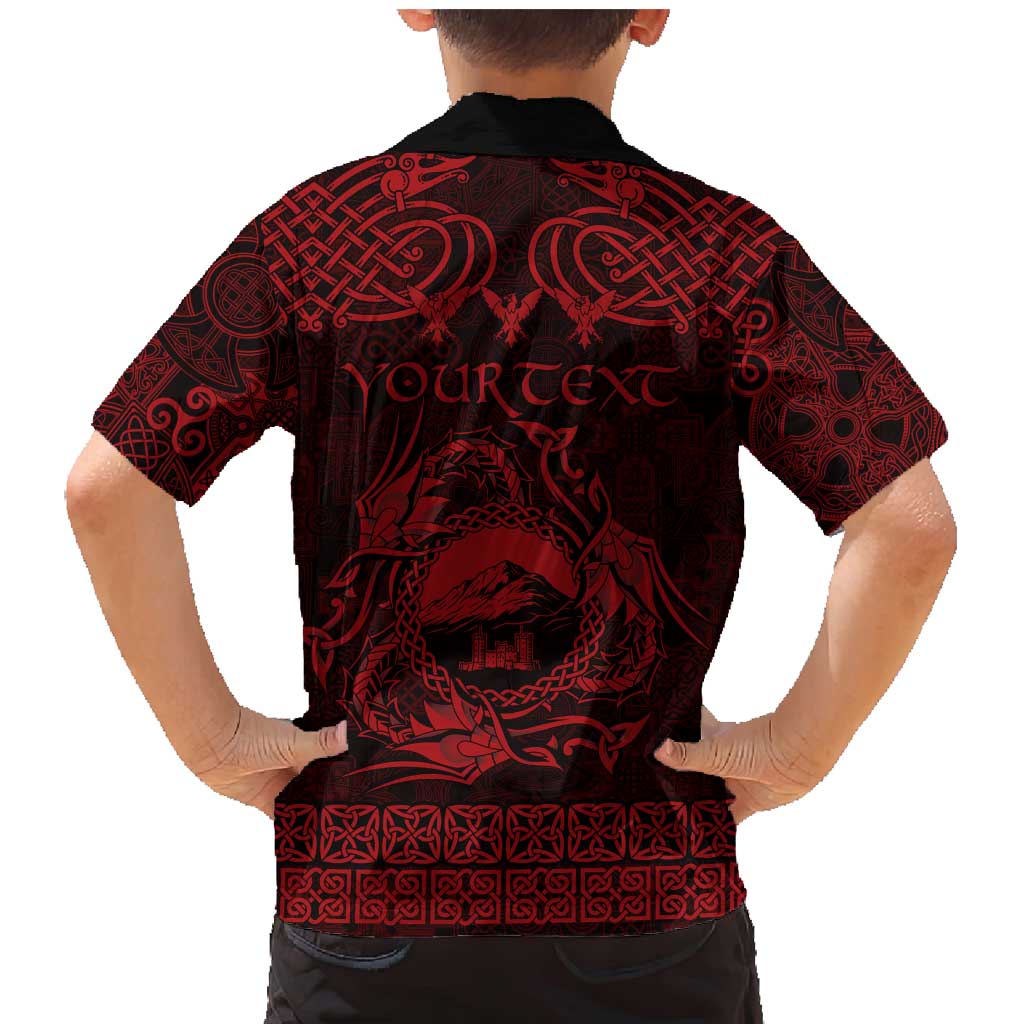 Personalized Caernarfonshire Sir Gaernarfon Family Matching Mermaid Dress and Hawaiian Shirt Red Castle Tower Celtic-inspired - Wonder Print Shop