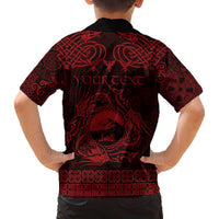 Personalized Caernarfonshire Sir Gaernarfon Family Matching Off The Shoulder Long Sleeve Dress and Hawaiian Shirt Red Castle Tower Celtic-inspired - Wonder Print Shop