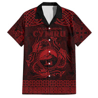 Personalized Caernarfonshire Sir Gaernarfon Family Matching Off The Shoulder Long Sleeve Dress and Hawaiian Shirt Red Castle Tower Celtic-inspired - Wonder Print Shop