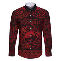 Personalized Caernarfonshire Sir Gaernarfon Family Matching Off The Shoulder Long Sleeve Dress and Hawaiian Shirt Red Castle Tower Celtic-inspired - Wonder Print Shop