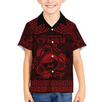 Personalized Caernarfonshire Sir Gaernarfon Family Matching Off The Shoulder Long Sleeve Dress and Hawaiian Shirt Red Castle Tower Celtic-inspired - Wonder Print Shop
