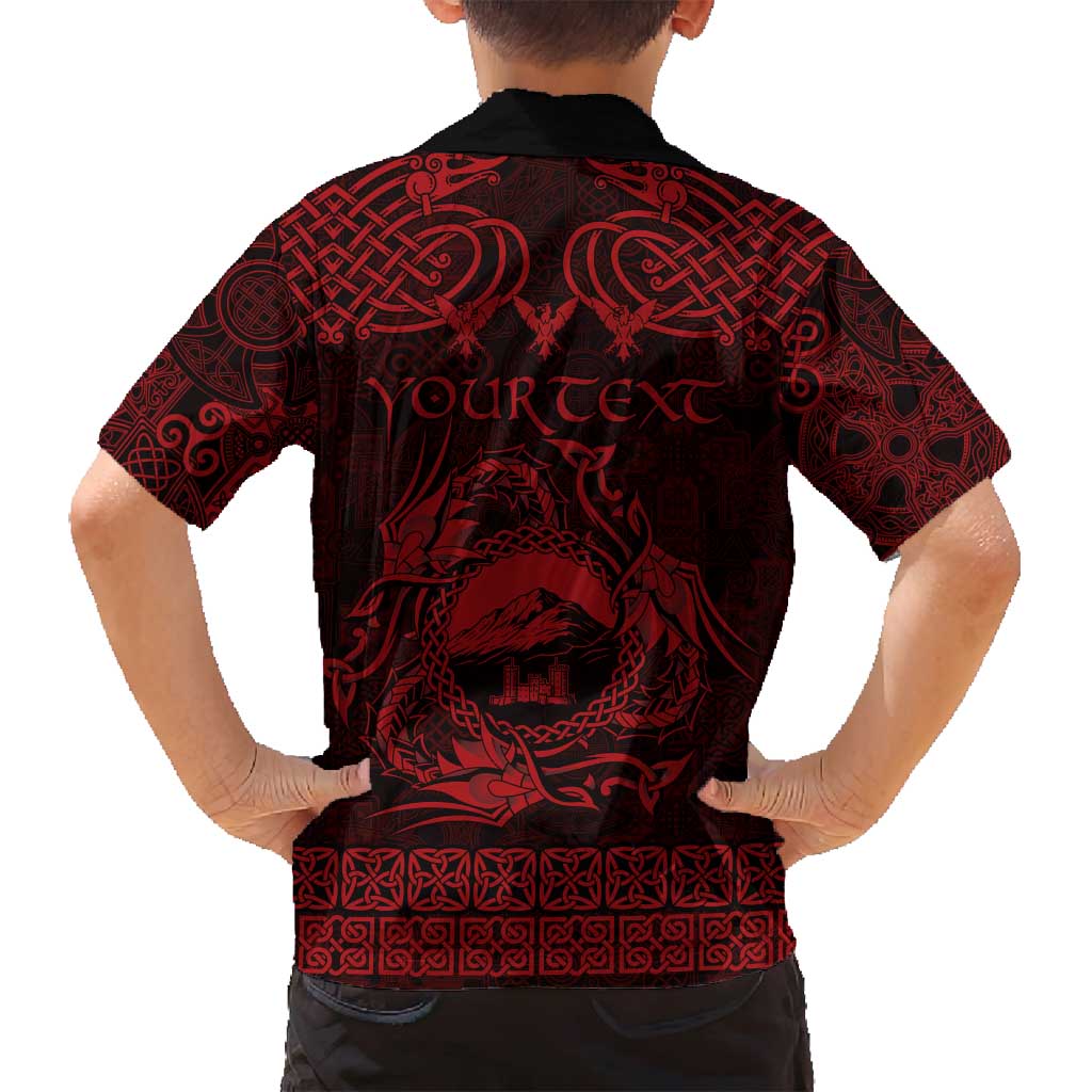 Personalized Caernarfonshire Sir Gaernarfon Family Matching Summer Maxi Dress and Hawaiian Shirt Red Castle Tower Celtic-inspired - Wonder Print Shop
