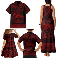 Personalized Caernarfonshire Sir Gaernarfon Family Matching Tank Maxi Dress and Hawaiian Shirt Red Castle Tower Celtic-inspired - Wonder Print Shop