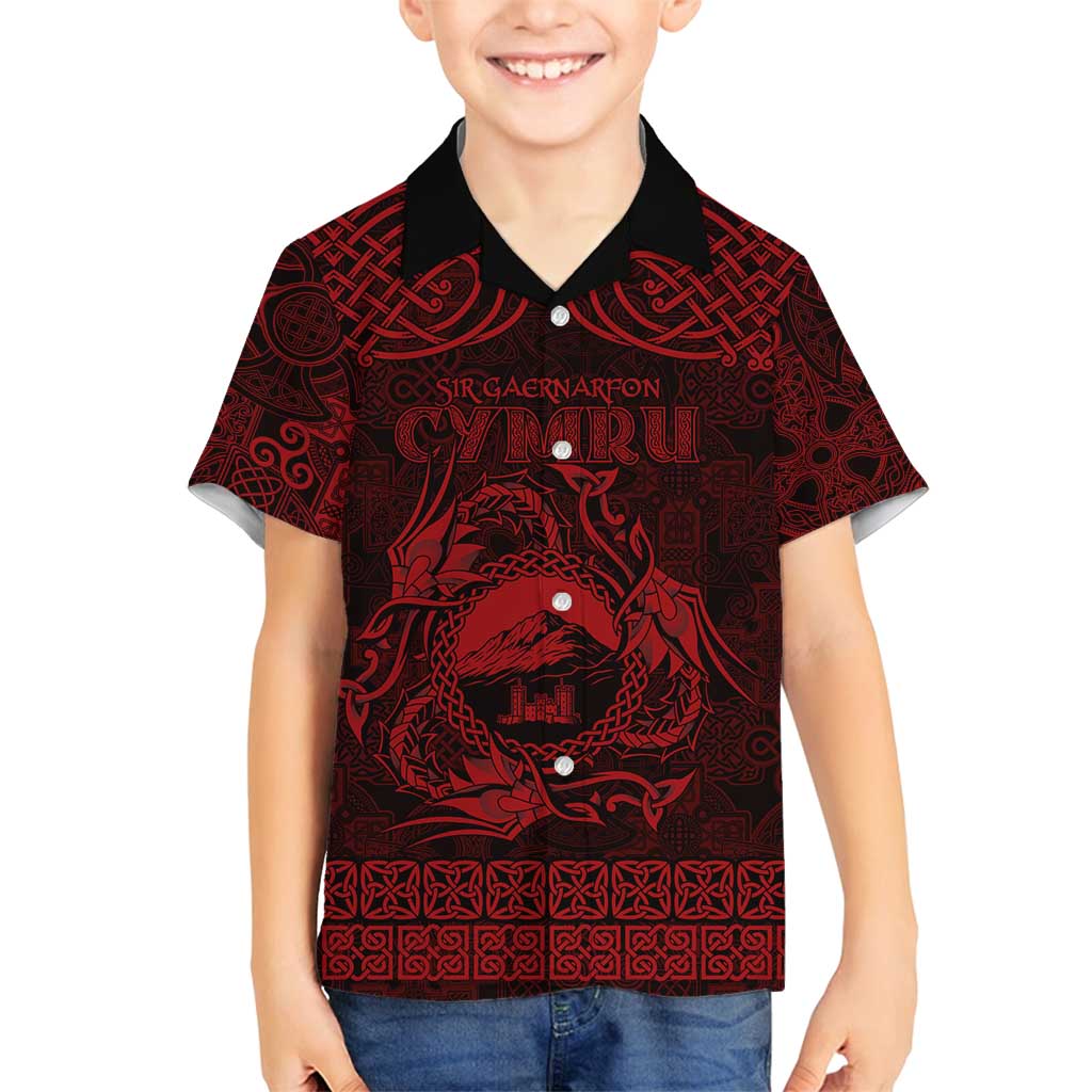 Personalized Caernarfonshire Sir Gaernarfon Family Matching Tank Maxi Dress and Hawaiian Shirt Red Castle Tower Celtic-inspired - Wonder Print Shop