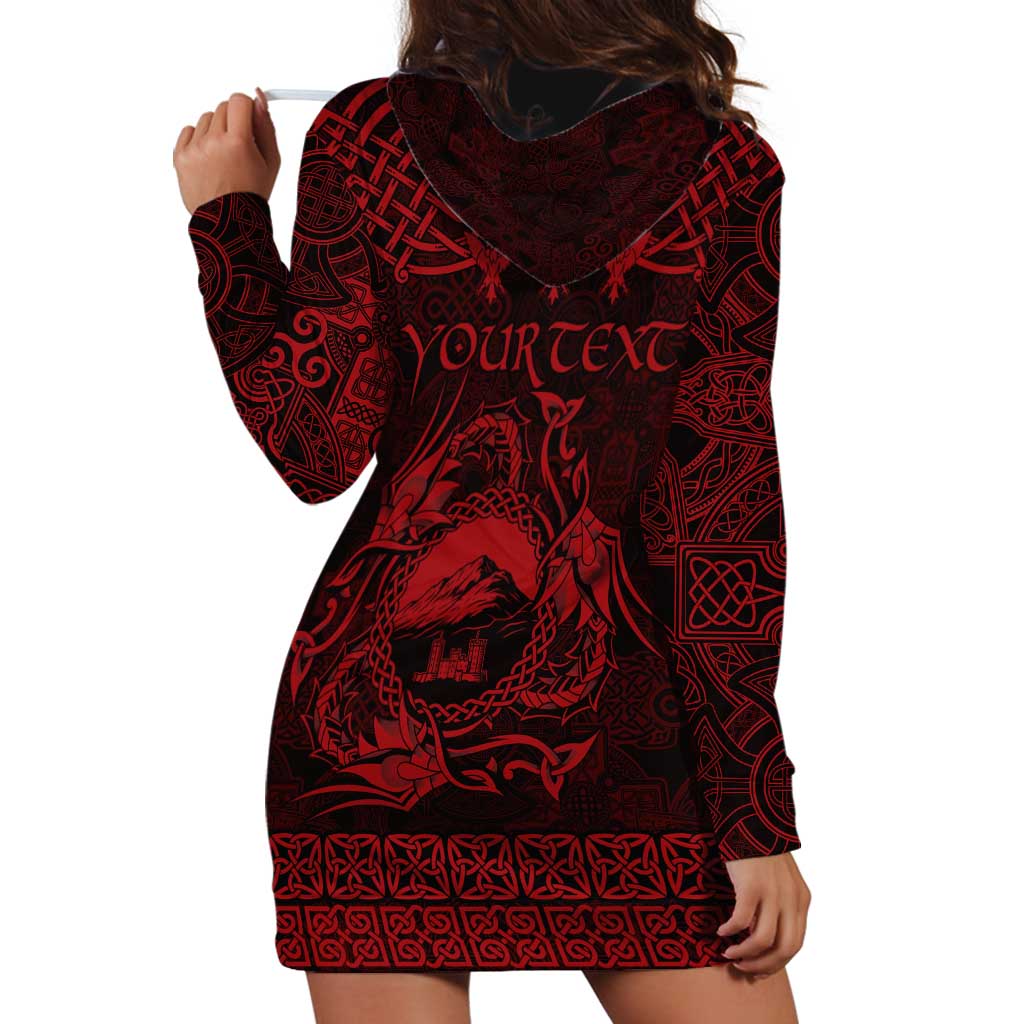 Personalized Caernarfonshire Sir Gaernarfon Hoodie Dress Red Castle Tower Celtic-inspired - Wonder Print Shop