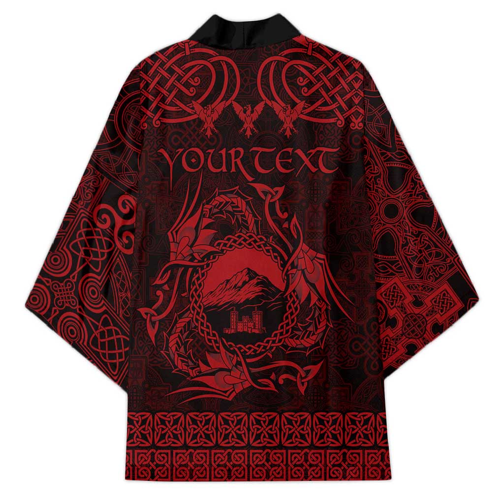 Personalized Caernarfonshire Sir Gaernarfon Kimono Red Castle Tower Celtic-inspired - Wonder Print Shop