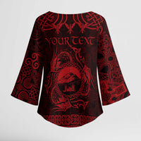 Personalized Caernarfonshire Sir Gaernarfon Kimono Sleeve Blouse Red Castle Tower Celtic-inspired - Wonder Print Shop