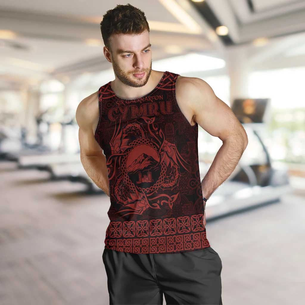 Personalized Caernarfonshire Sir Gaernarfon Men Tank Top Red Castle Tower Celtic-inspired - Wonder Print Shop