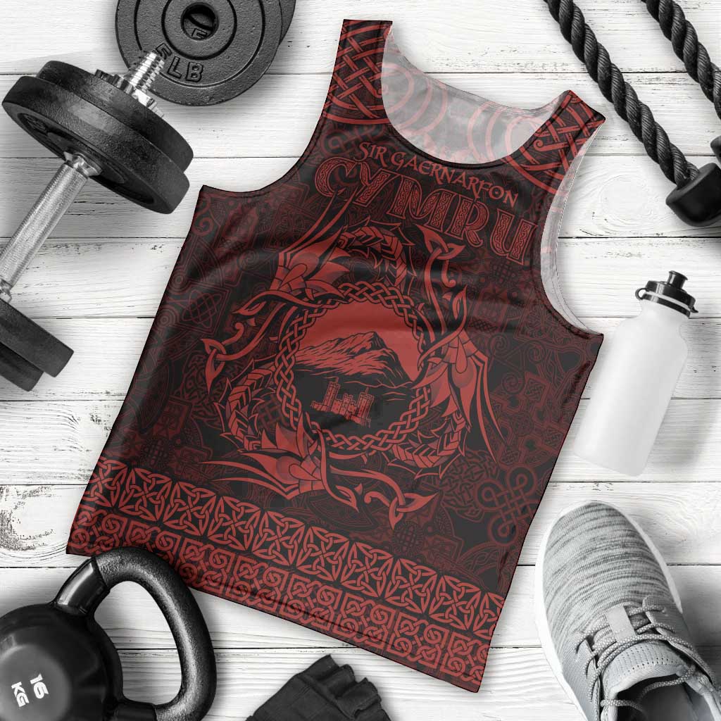 Personalized Caernarfonshire Sir Gaernarfon Men Tank Top Red Castle Tower Celtic-inspired - Wonder Print Shop
