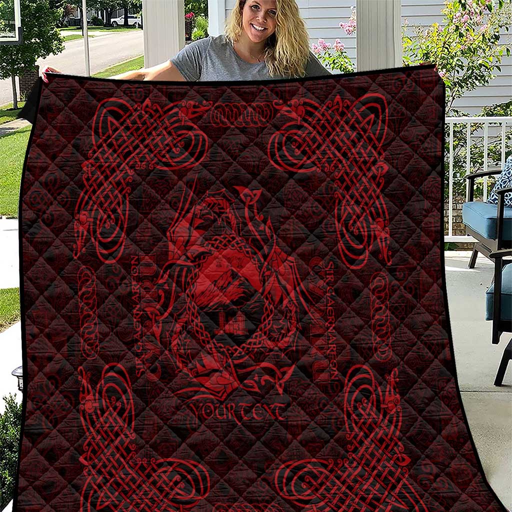 Personalized Caernarfonshire Sir Gaernarfon Quilt Red Castle Tower Celtic-inspired - Wonder Print Shop