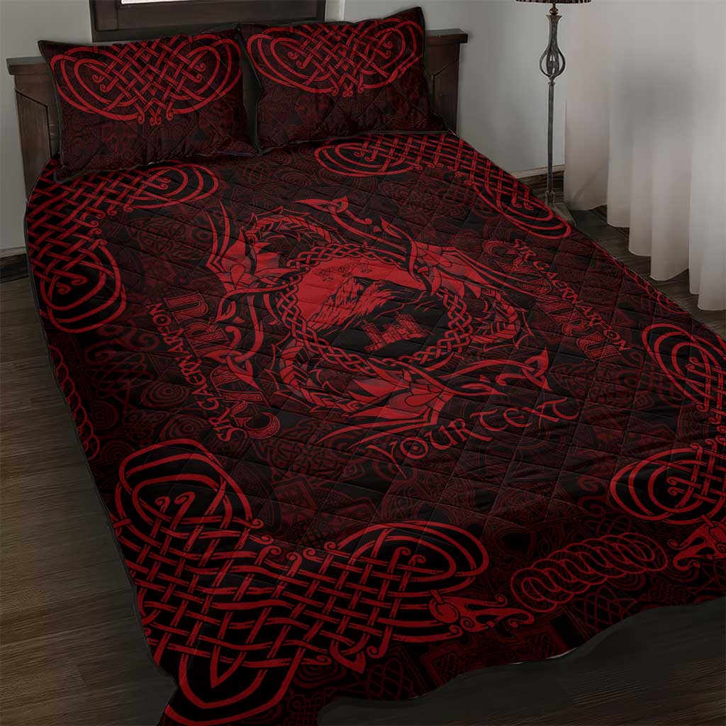 Personalized Caernarfonshire Sir Gaernarfon Quilt Bed Set Red Castle Tower Celtic-inspired - Wonder Print Shop