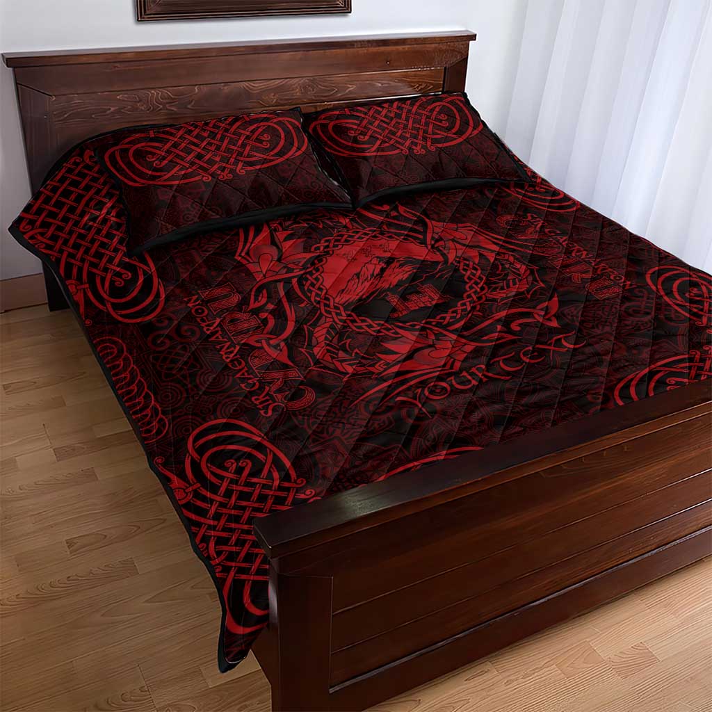 Personalized Caernarfonshire Sir Gaernarfon Quilt Bed Set Red Castle Tower Celtic-inspired - Wonder Print Shop