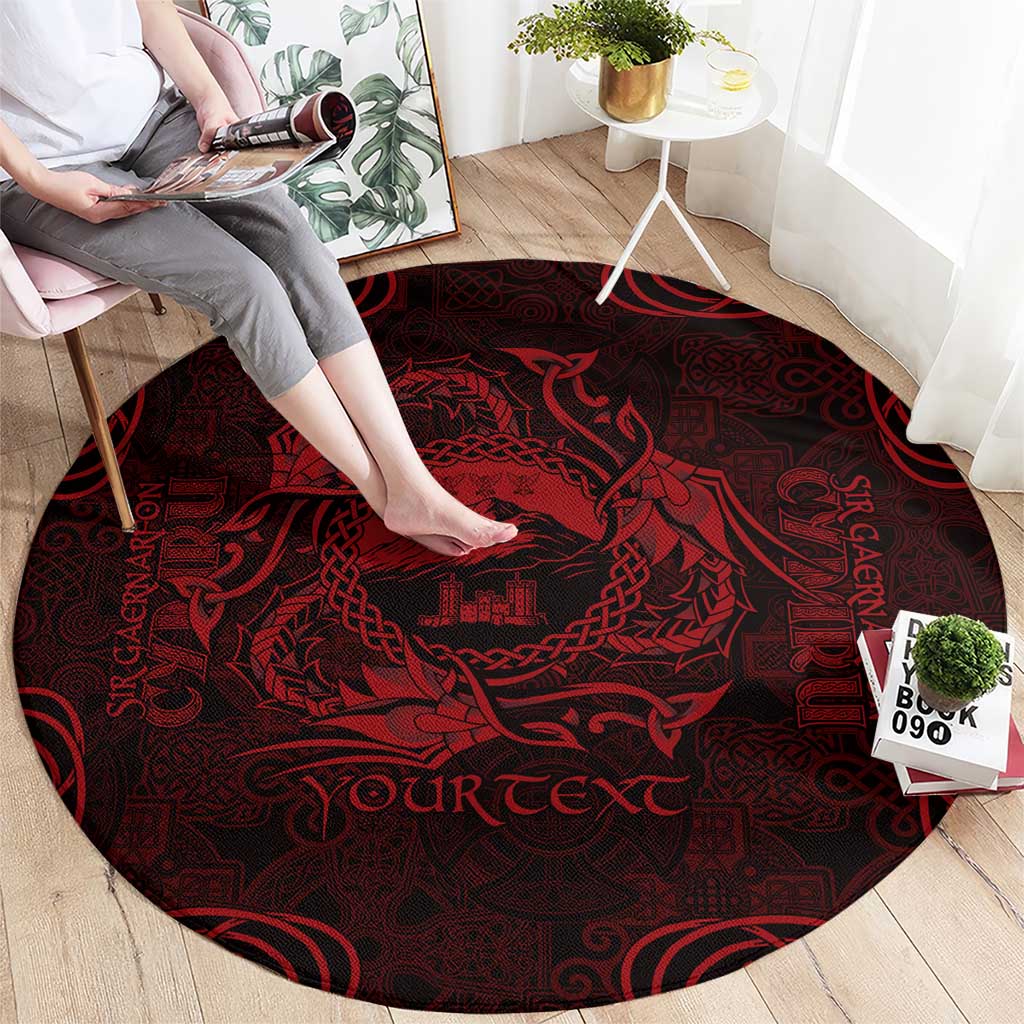 Personalized Caernarfonshire Sir Gaernarfon Round Carpet Red Castle Tower Celtic-inspired - Wonder Print Shop