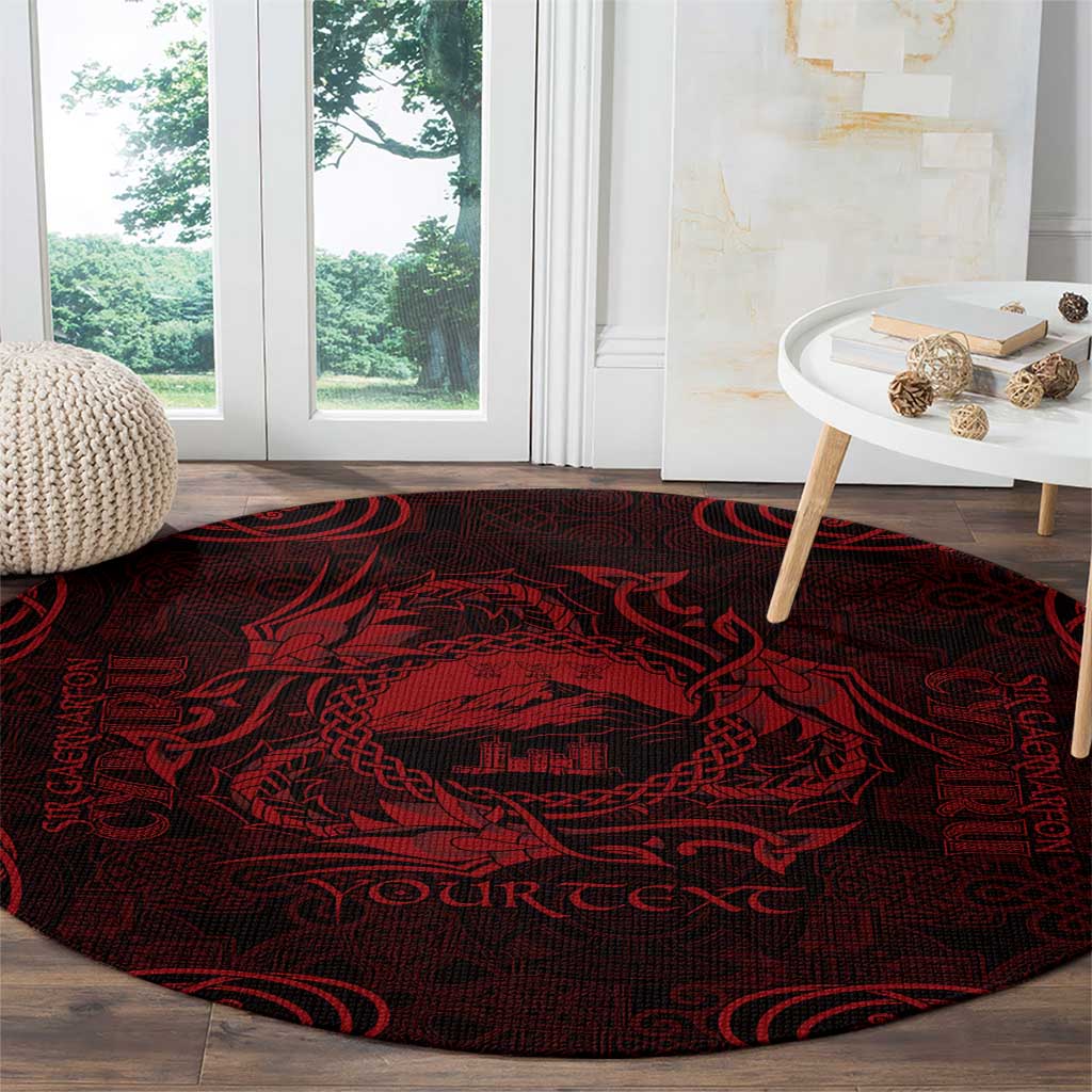 Personalized Caernarfonshire Sir Gaernarfon Round Carpet Red Castle Tower Celtic-inspired - Wonder Print Shop