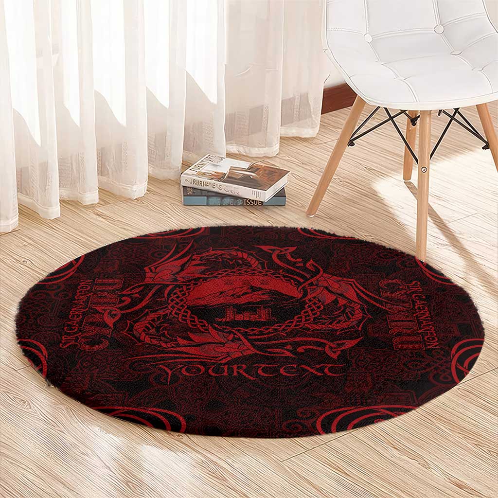 Personalized Caernarfonshire Sir Gaernarfon Round Carpet Red Castle Tower Celtic-inspired - Wonder Print Shop