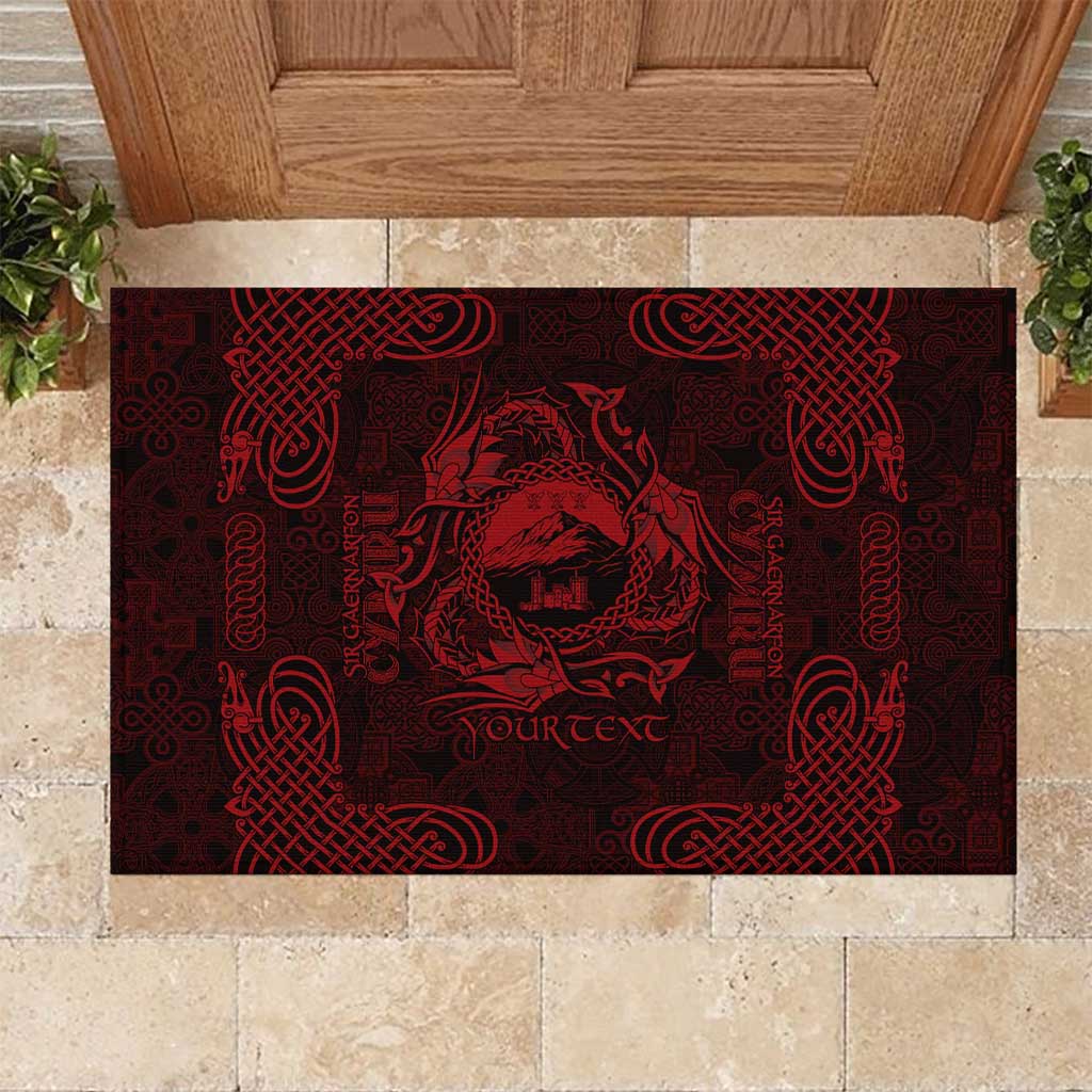 Personalized Caernarfonshire Sir Gaernarfon Rubber Doormat Red Castle Tower Celtic-inspired - Wonder Print Shop