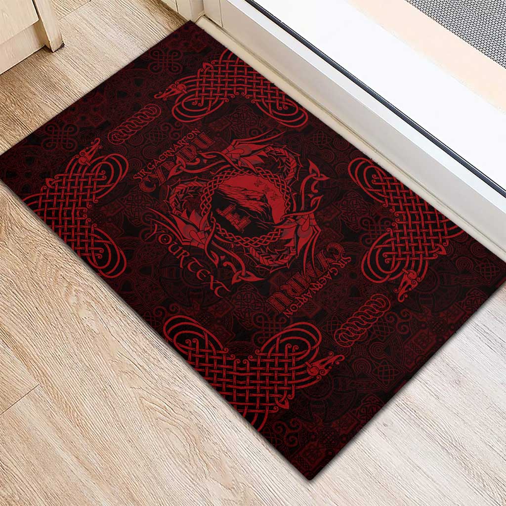 Personalized Caernarfonshire Sir Gaernarfon Rubber Doormat Red Castle Tower Celtic-inspired - Wonder Print Shop