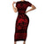 Personalized Caernarfonshire Sir Gaernarfon Short Sleeve Bodycon Dress Red Castle Tower Celtic-inspired - Wonder Print Shop