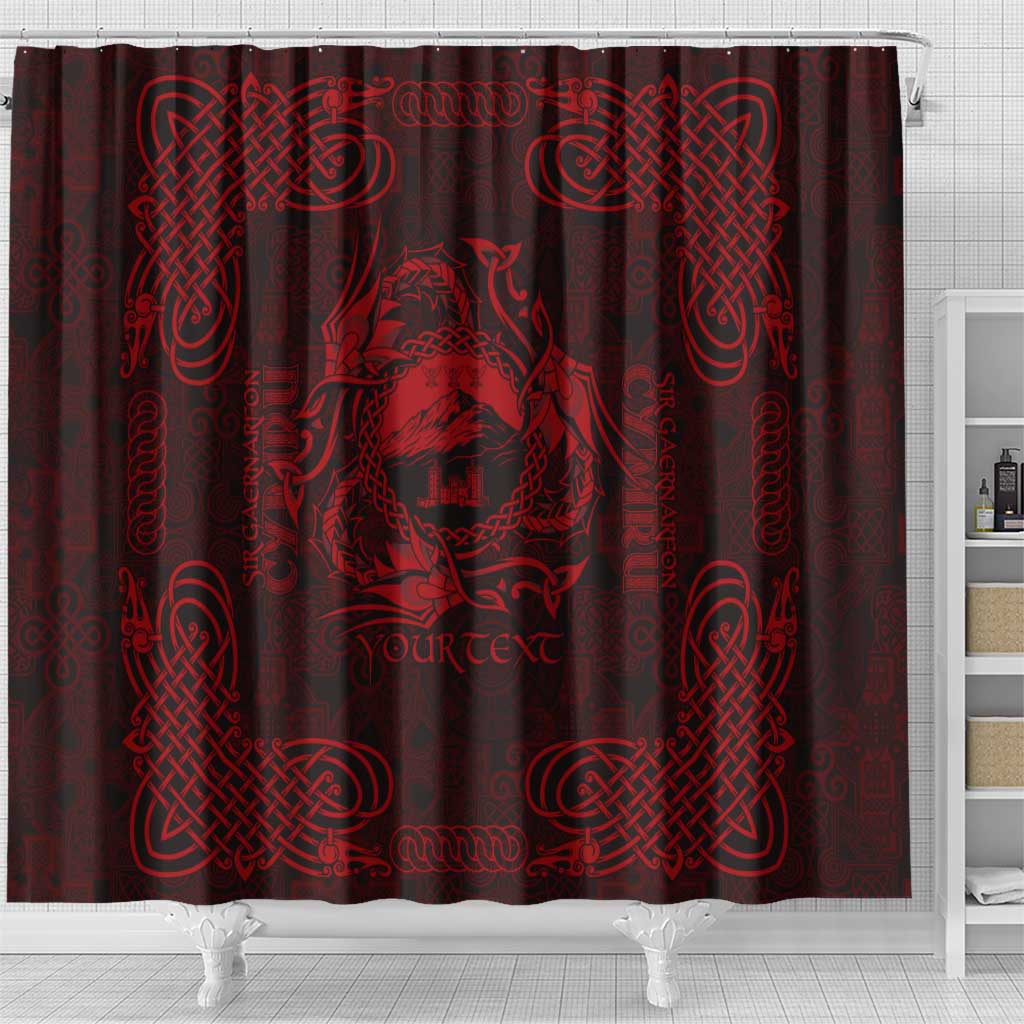 Personalized Caernarfonshire Sir Gaernarfon Shower Curtain Red Castle Tower Celtic-inspired - Wonder Print Shop