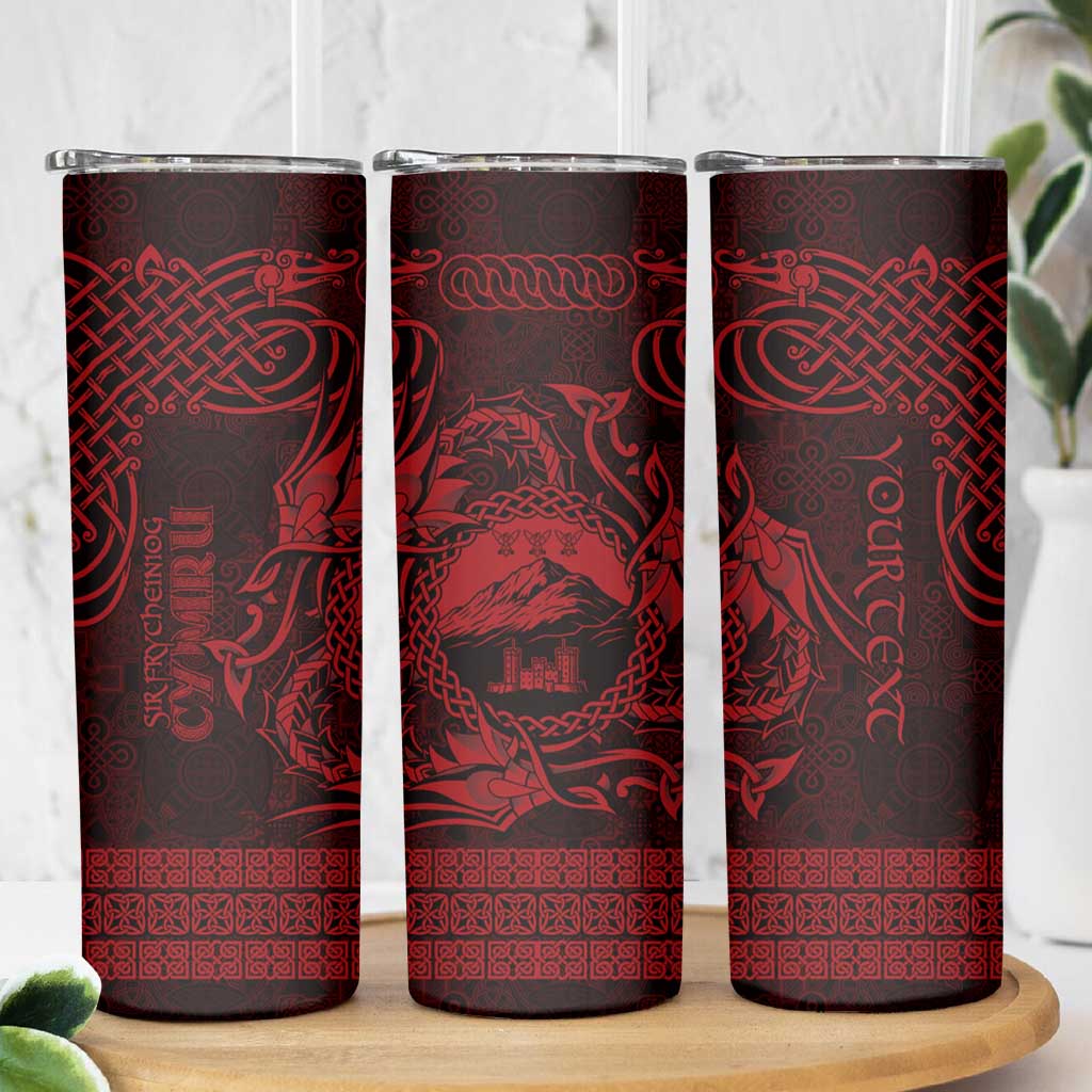 Personalized Caernarfonshire Sir Gaernarfon Skinny Tumbler Red Castle Tower Celtic-inspired - Wonder Print Shop