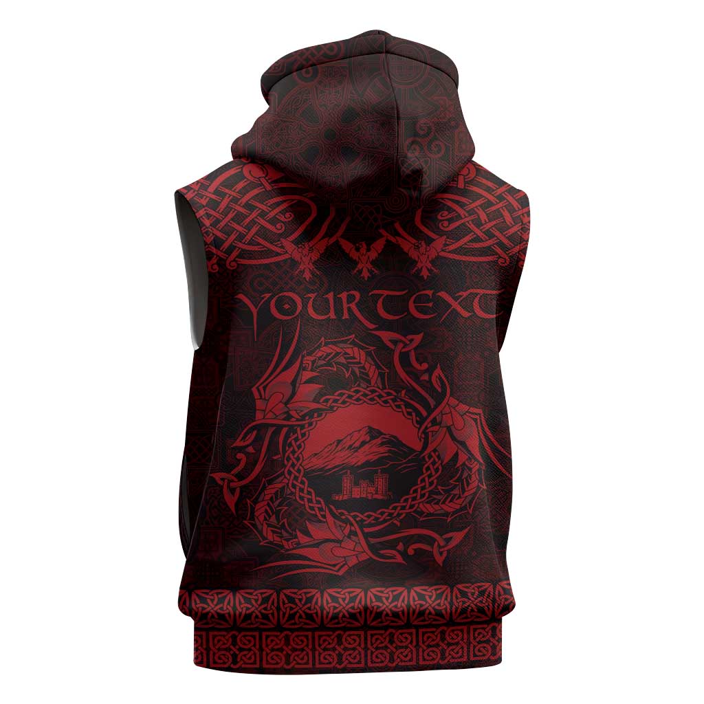Personalized Caernarfonshire Sir Gaernarfon Sleeveless Hoodie Red Castle Tower Celtic-inspired - Wonder Print Shop
