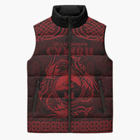 Personalized Caernarfonshire Sir Gaernarfon Sleeveless Puffer Jacket Red Castle Tower Celtic-inspired - Wonder Print Shop