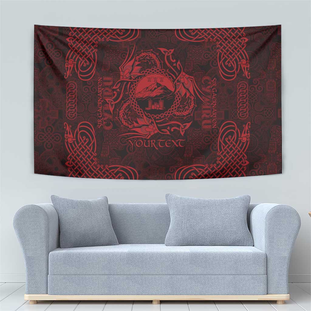 Personalized Caernarfonshire Sir Gaernarfon Tapestry Red Castle Tower Celtic-inspired - Wonder Print Shop