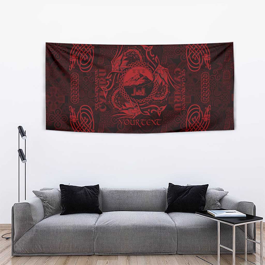 Personalized Caernarfonshire Sir Gaernarfon Tapestry Red Castle Tower Celtic-inspired - Wonder Print Shop