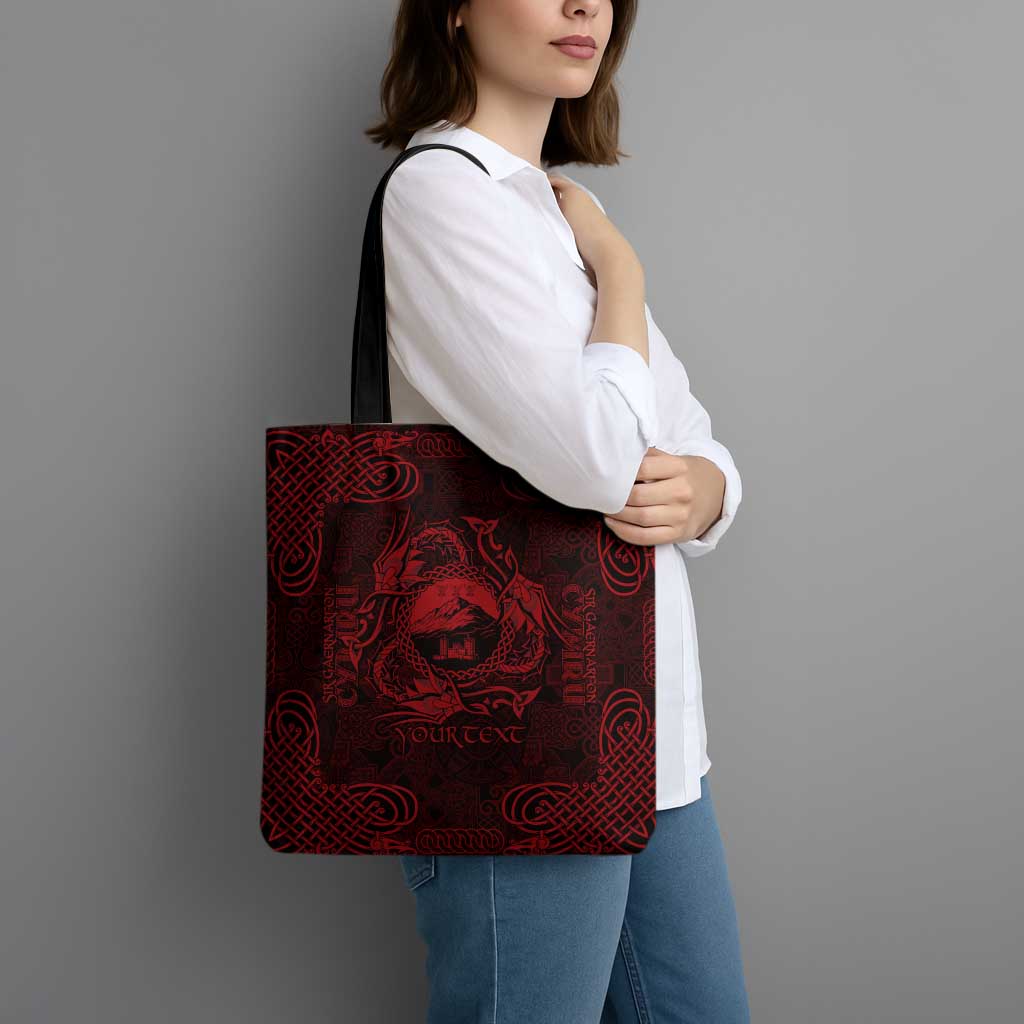 Personalized Caernarfonshire Sir Gaernarfon Tote Bag Red Castle Tower Celtic-inspired - Wonder Print Shop
