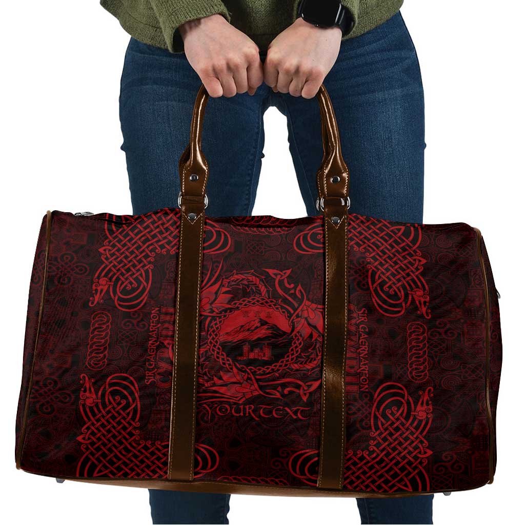 Personalized Caernarfonshire Sir Gaernarfon Travel Bag Red Castle Tower Celtic-inspired - Wonder Print Shop