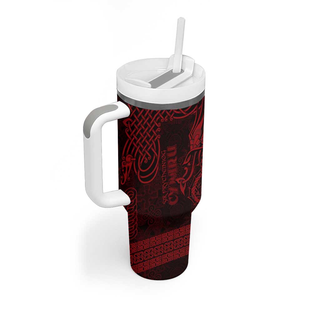 Personalized Caernarfonshire Sir Gaernarfon Tumbler With Handle Red Castle Tower Celtic-inspired - Wonder Print Shop
