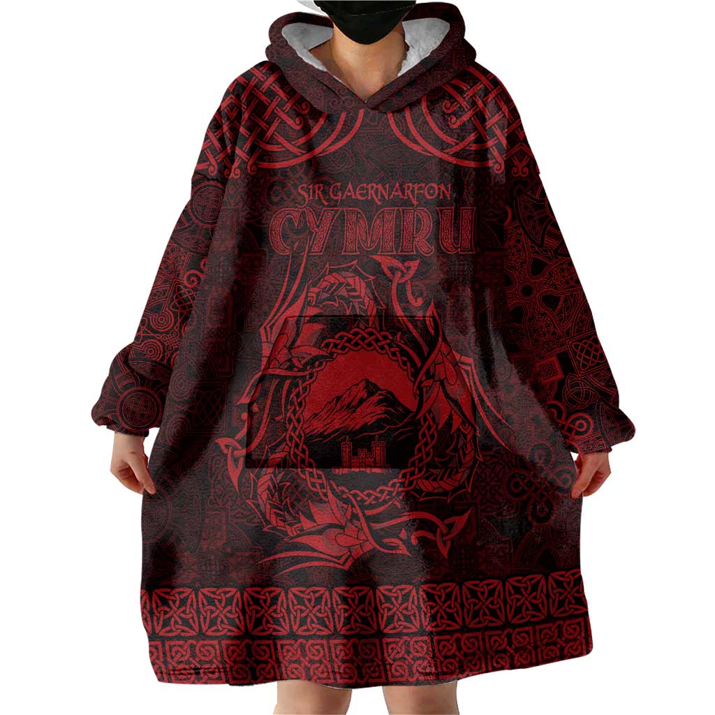 Personalized Caernarfonshire Sir Gaernarfon Wearable Blanket Hoodie Red Castle Tower Celtic-inspired - Wonder Print Shop