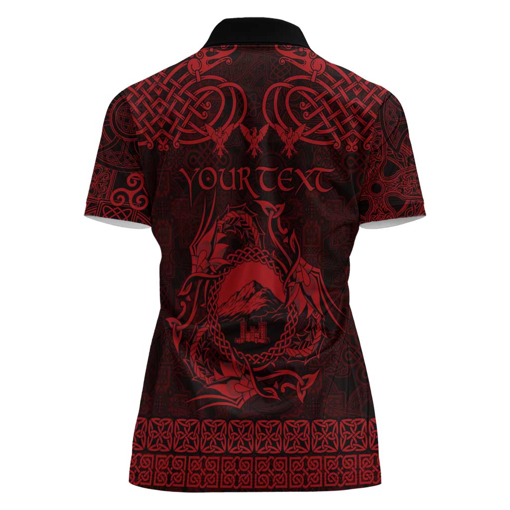 Personalized Caernarfonshire Sir Gaernarfon Women Polo Shirt Red Castle Tower Celtic-inspired - Wonder Print Shop
