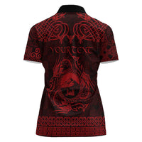 Personalized Caernarfonshire Sir Gaernarfon Women Polo Shirt Red Castle Tower Celtic-inspired - Wonder Print Shop
