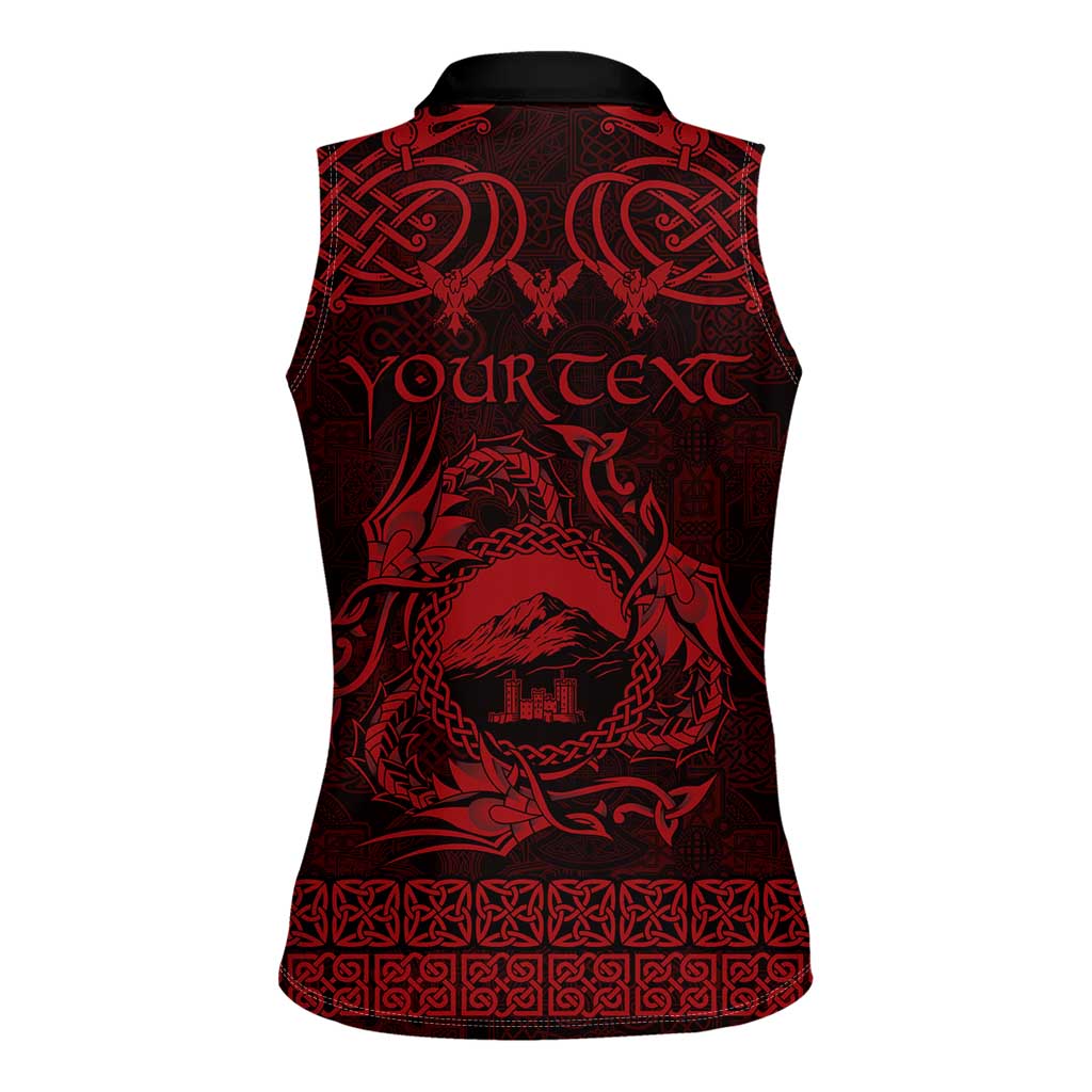Personalized Caernarfonshire Sir Gaernarfon Women Sleeveless Polo Shirt Red Castle Tower Celtic-inspired - Wonder Print Shop