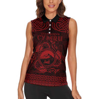 Personalized Caernarfonshire Sir Gaernarfon Women Sleeveless Polo Shirt Red Castle Tower Celtic-inspired - Wonder Print Shop