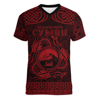 Personalized Caernarfonshire Sir Gaernarfon Women V-Neck T-Shirt Red Castle Tower Celtic-inspired - Wonder Print Shop