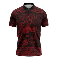 Personalized Caernarfonshire Sir Gaernarfon Zipper Polo Shirt Red Castle Tower Celtic-inspired - Wonder Print Shop