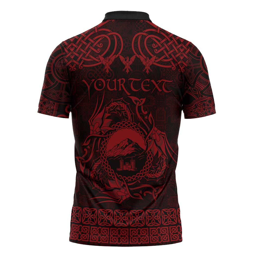 Personalized Caernarfonshire Sir Gaernarfon Zipper Polo Shirt Red Castle Tower Celtic-inspired - Wonder Print Shop