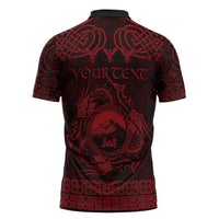 Personalized Caernarfonshire Sir Gaernarfon Zipper Polo Shirt Red Castle Tower Celtic-inspired - Wonder Print Shop