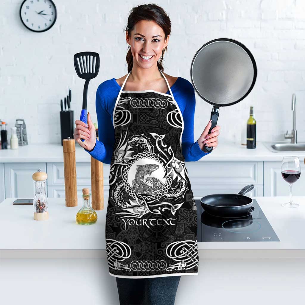 Personalized Cardiganshire Ceredigion Apron Black Leaping Salmon Celtic-inspired - Wonder Print Shop