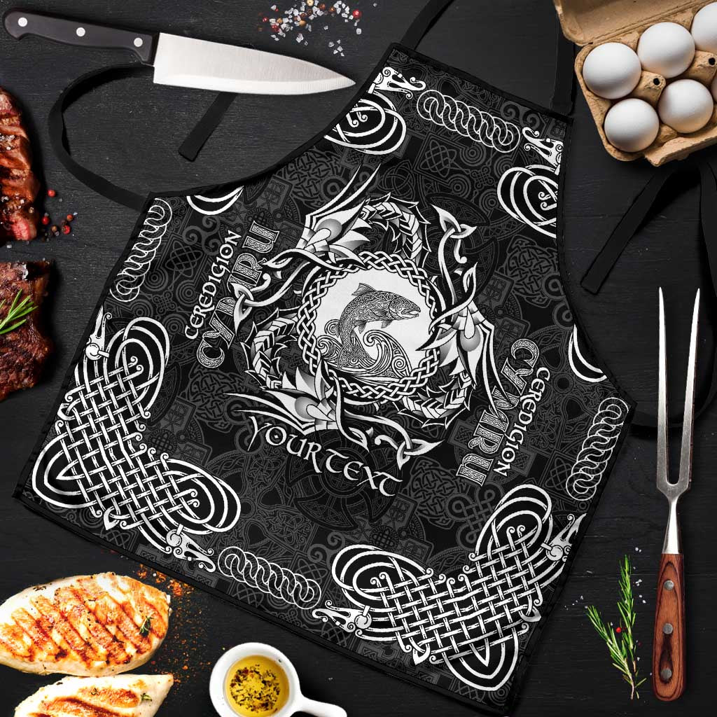 Personalized Cardiganshire Ceredigion Apron Black Leaping Salmon Celtic-inspired - Wonder Print Shop